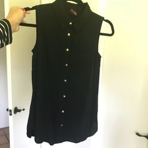 Button up collared Black tank Small Gold buttons